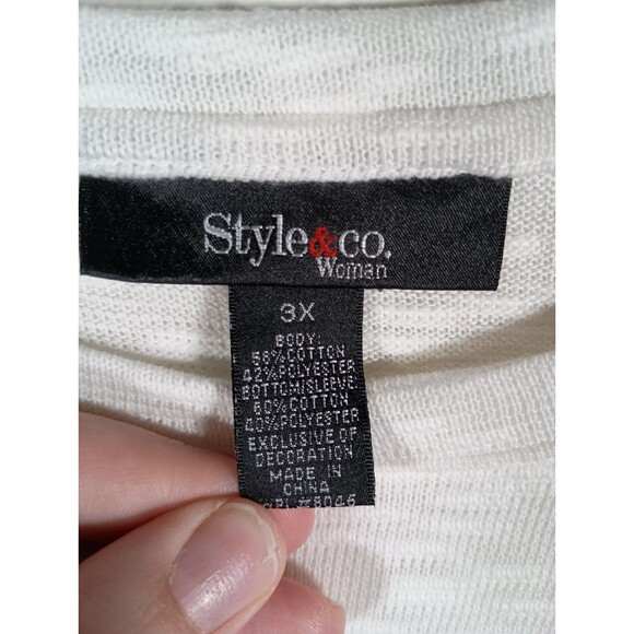 Style& Co Womens White Ivory Semi Sheer Handkerchief Sweater Plus Size 3X - Picture 2 of 8